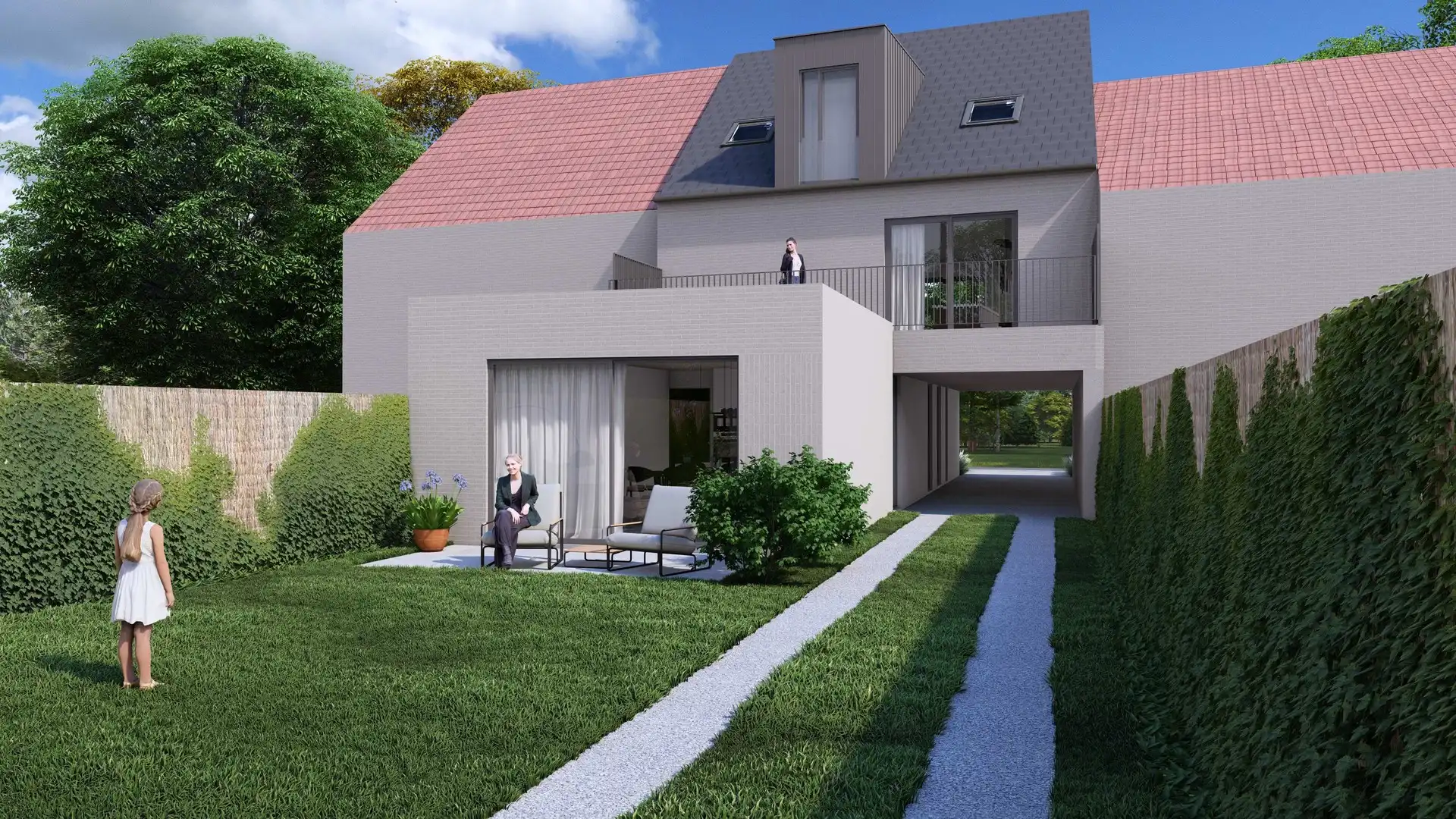 Unieke nieuwbouw gelijkvloerse stapelwoning op een centrale ligging in Desselgem met een eigen parkeerplaats en tuintje foto {{pictureIndex}}