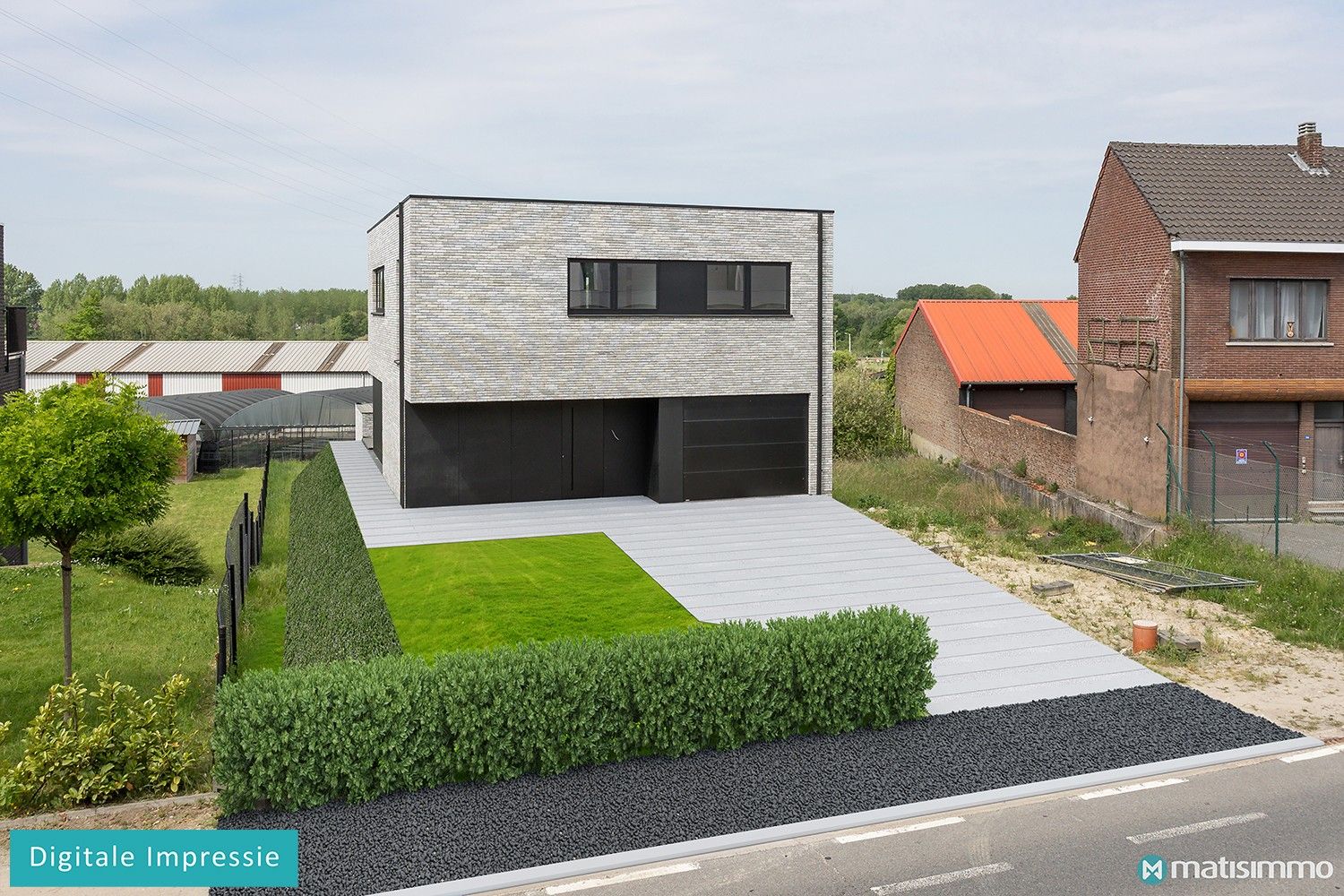 MODERNE NIEUWBOUWWONING MET 3 SLAAPKAMERS, INPANDIGE GARAGE EN VOLLEDIG ONDERKELDERD VLAKBIJ HET CENTRUM VAN BILZEN foto {{pictureIndex}}