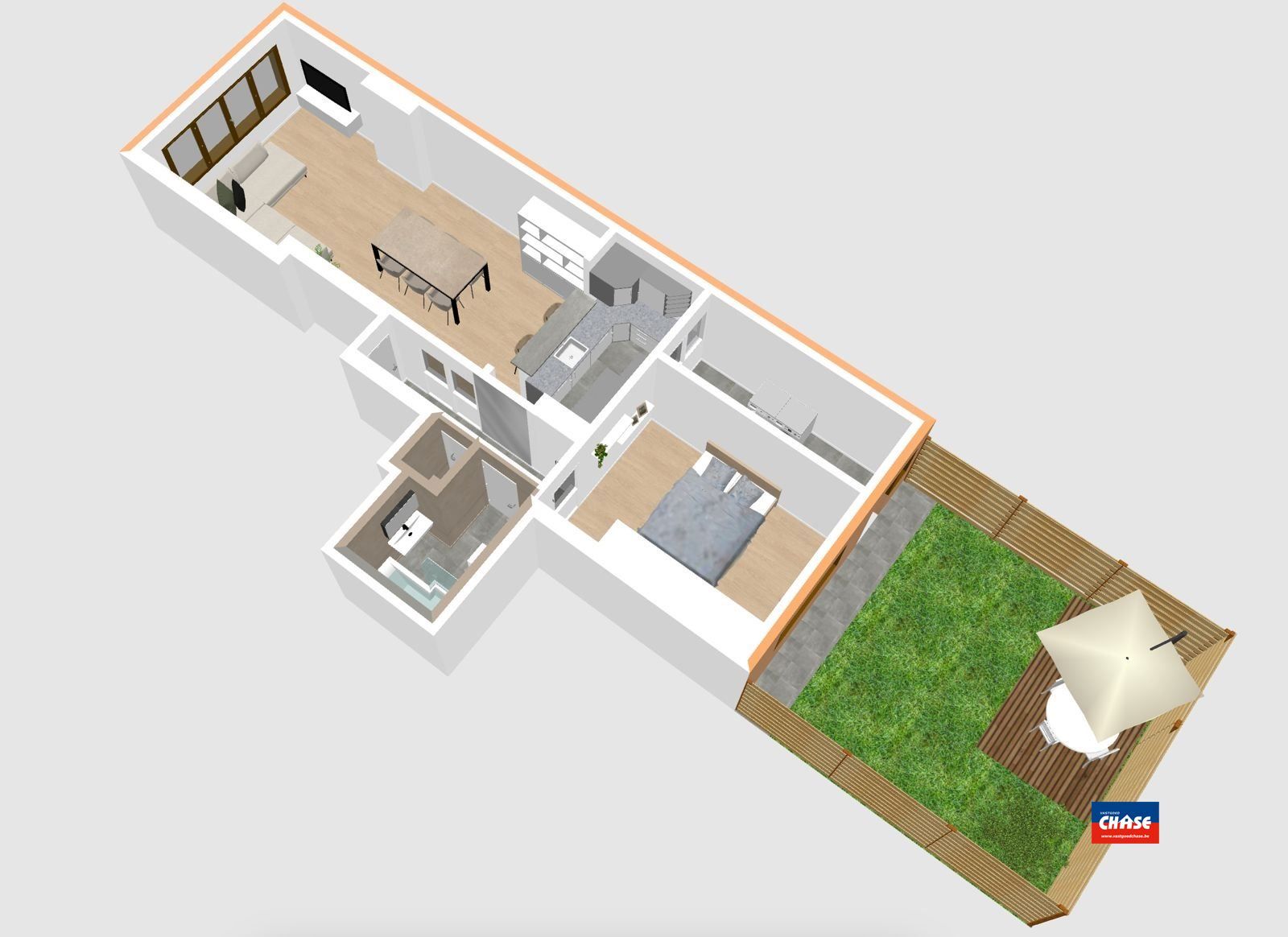 Gelijkvloersappartement met 1 slpk + tuin foto 14