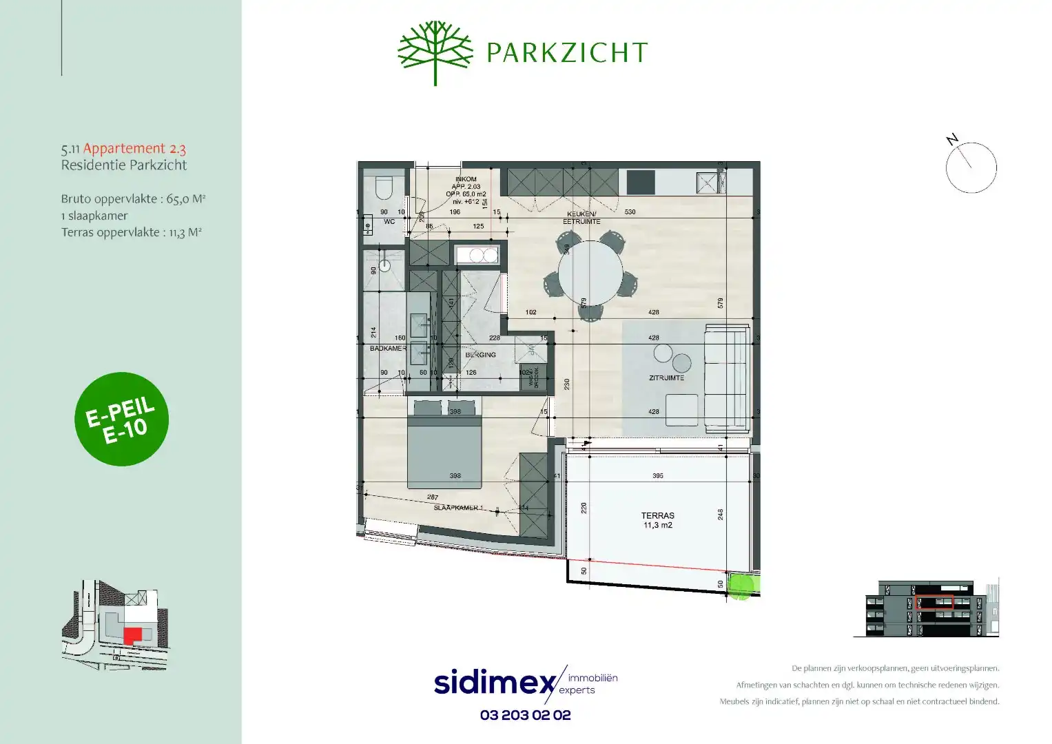 1 slpk appartement van ca. 65,0 m² en een terras van ca. 11,3 m² foto 5
