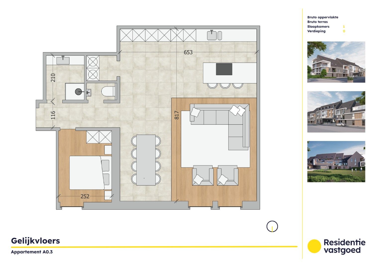 Kwalitatief gelijkvloers 1-slaapkamerappartement in Residentie Soetkin foto {{pictureIndex}}