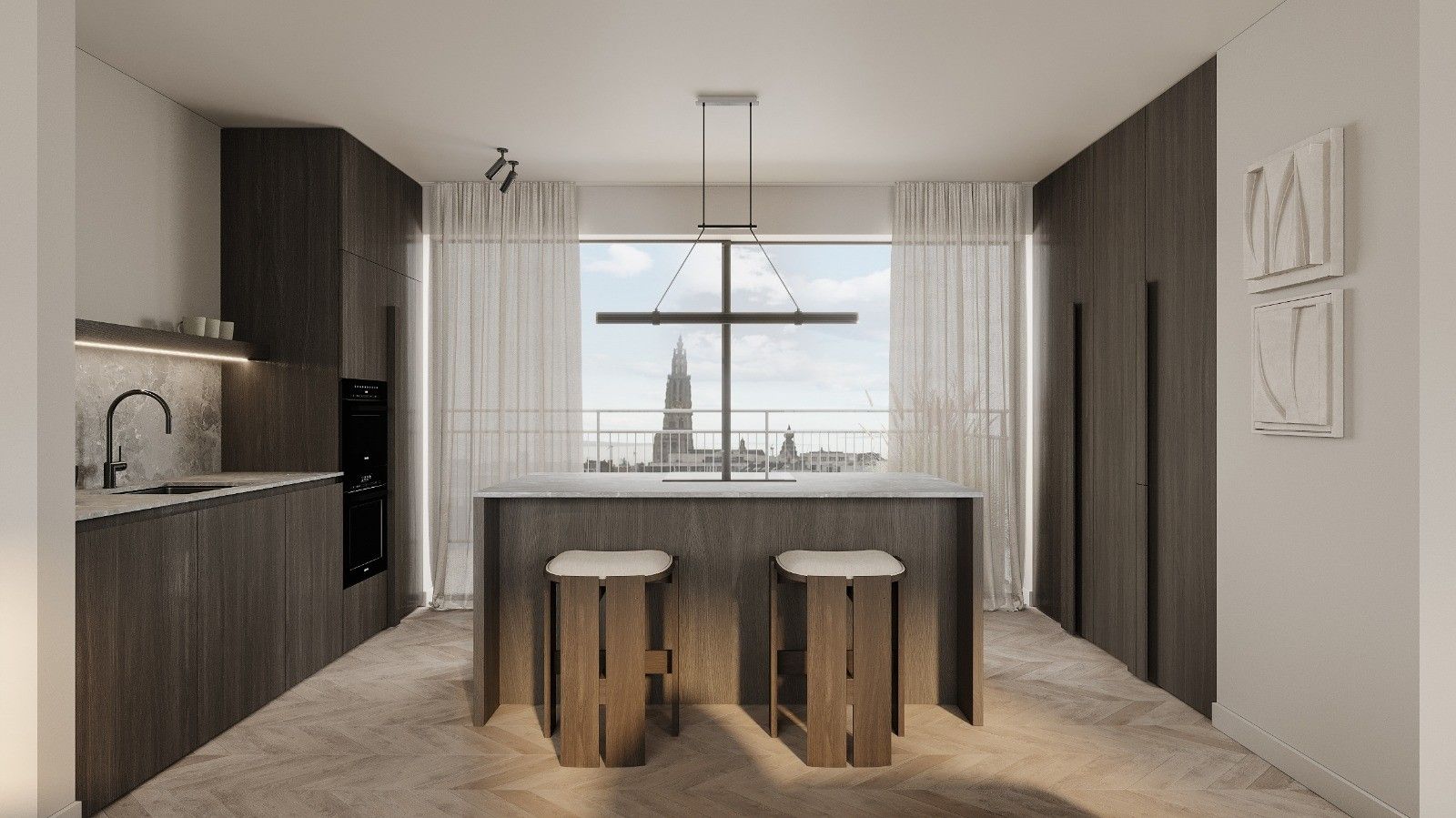 NIEUWBOUW PENTHOUSE (134m² + 50m²) MET PRACHTIG ZICHT EN RUIME TERRASSEN foto {{pictureIndex}}