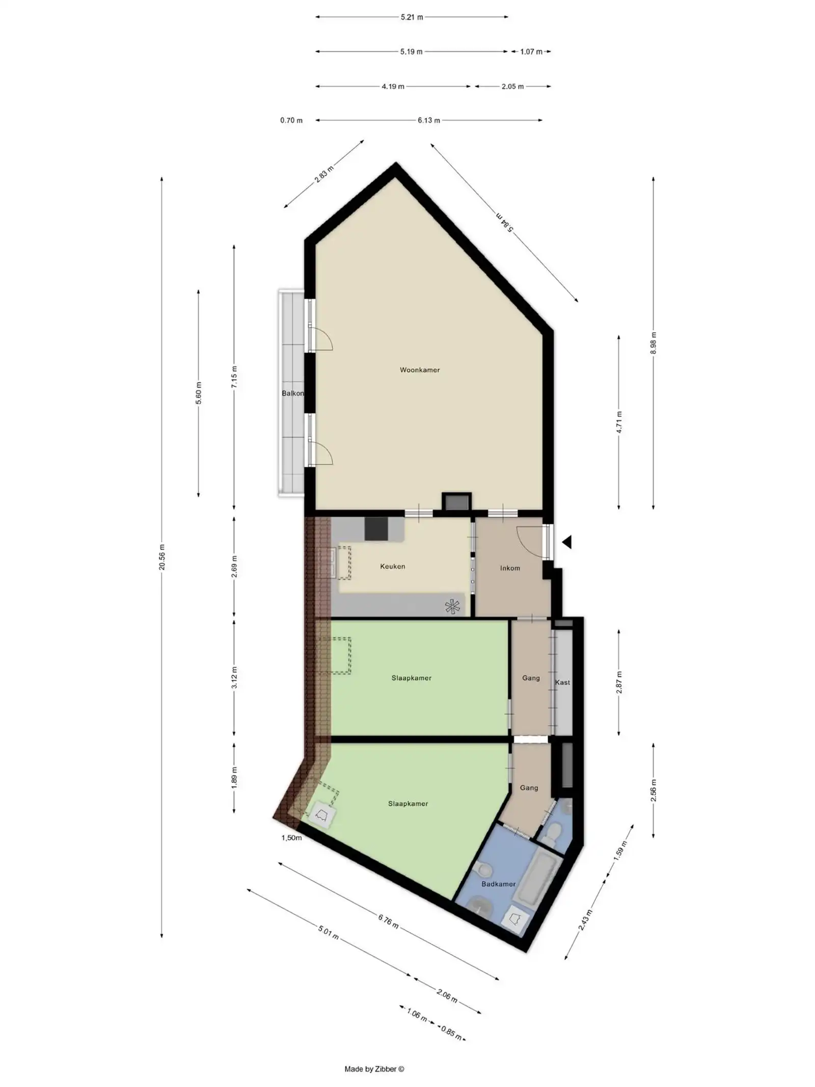 Groot 2-kamer appartement van 105 m² foto 5