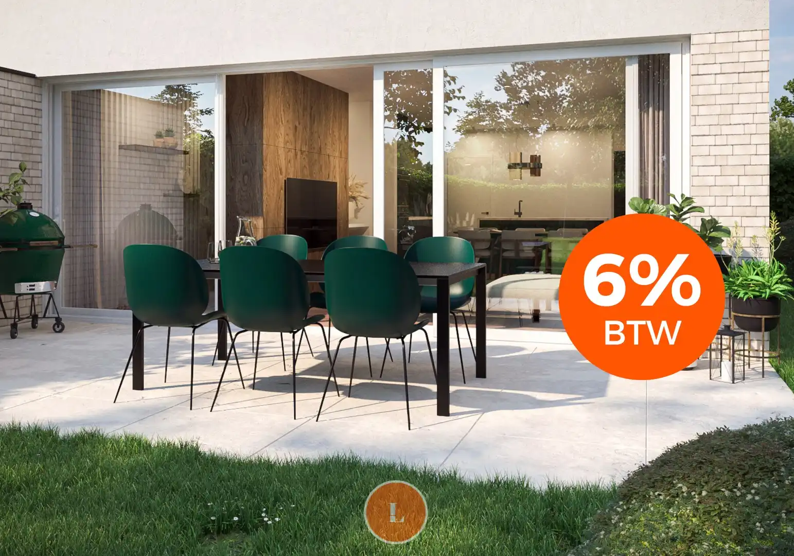 Nieuwbouw gelijkvloers urban appartement met tuin, terras en parkeerplaats foto {{pictureIndex}}