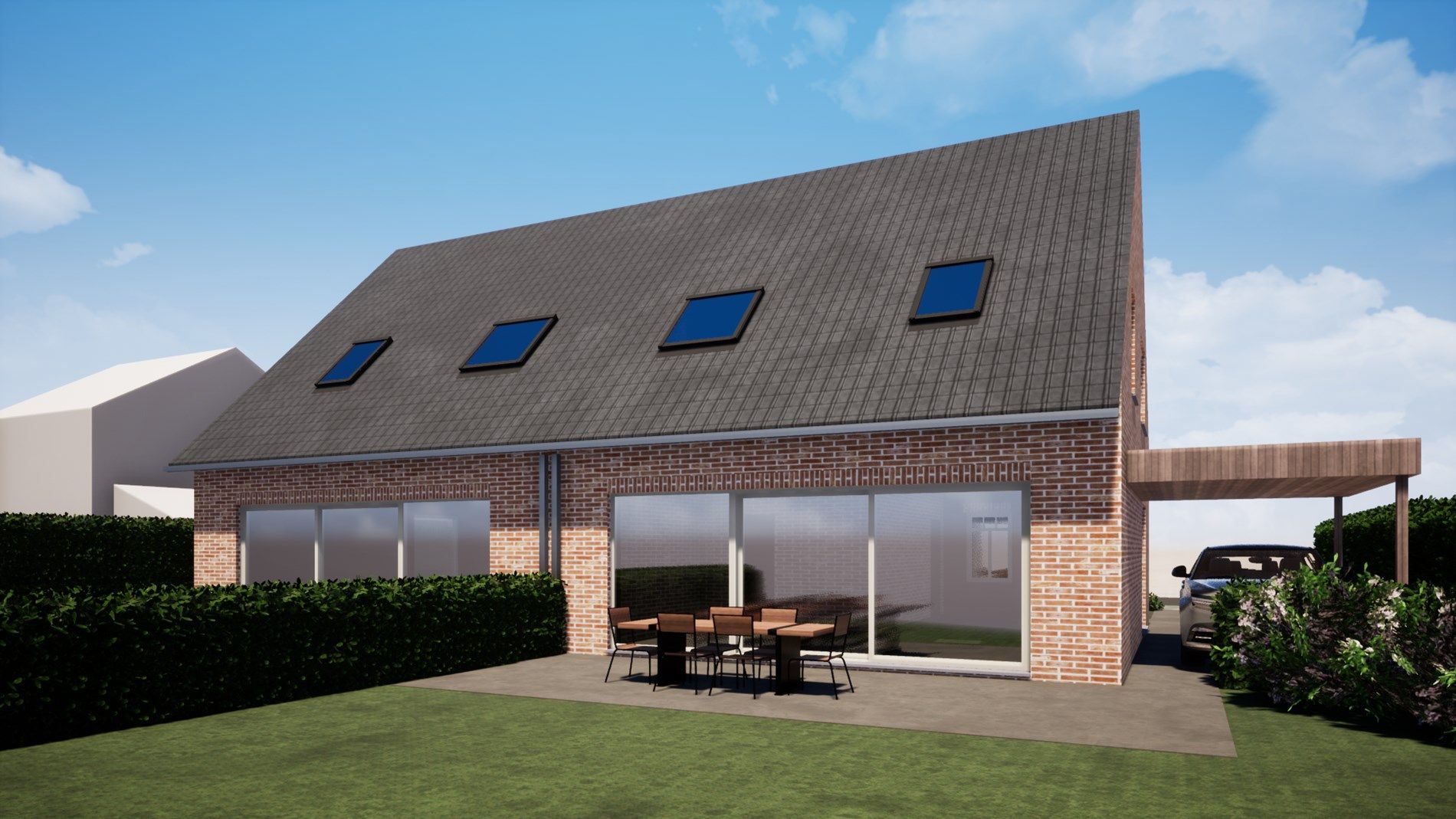 Ruime 3-slaapkamer nieuwbouwwoning in landelijke bouwstijl met carport te Eernegem foto 2