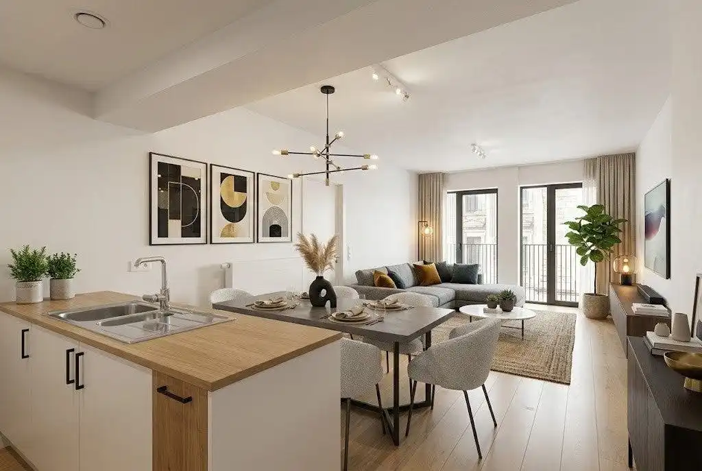 Te koop: lichtrijk 2slpk appt vlakbij Place Poelaert foto {{pictureIndex}}