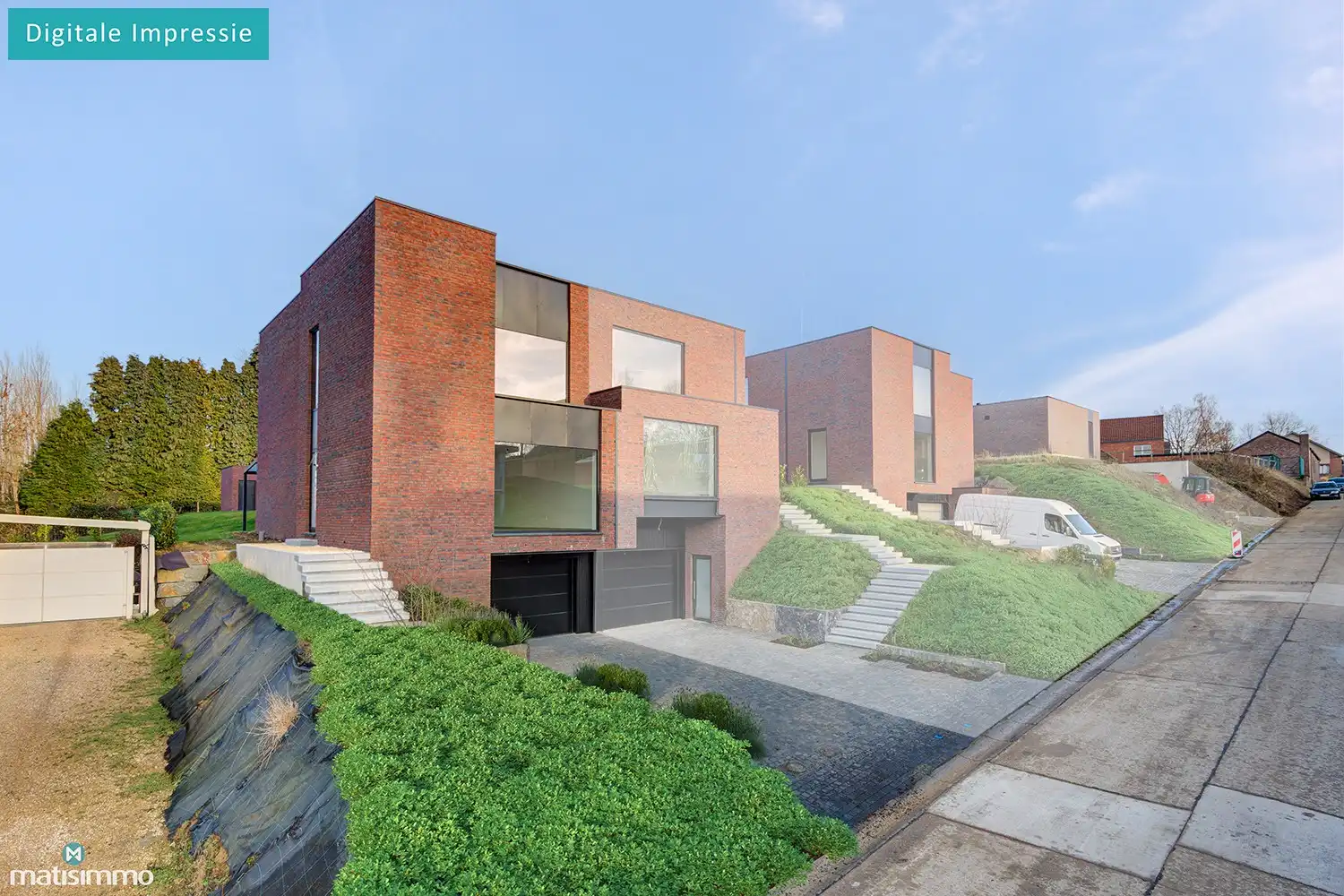 VOLLEDIG AFGEWERKTE EN GESCHILDERDE NIEUWBOUWWONING (EPB E10) MET 3 SLAAPKAMERS, OVERDEKT TERRAS, 2 GARAGES, KELDER EN AANGELEGDE TUIN IN WERM foto {{pictureIndex}}