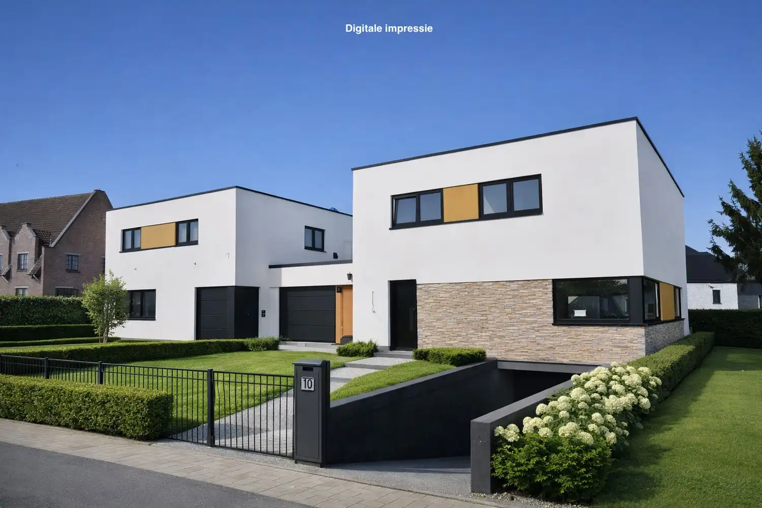 Moderne woning (casco-plus) met strakke architectuur en tal van mogelijkheden foto {{pictureIndex}}