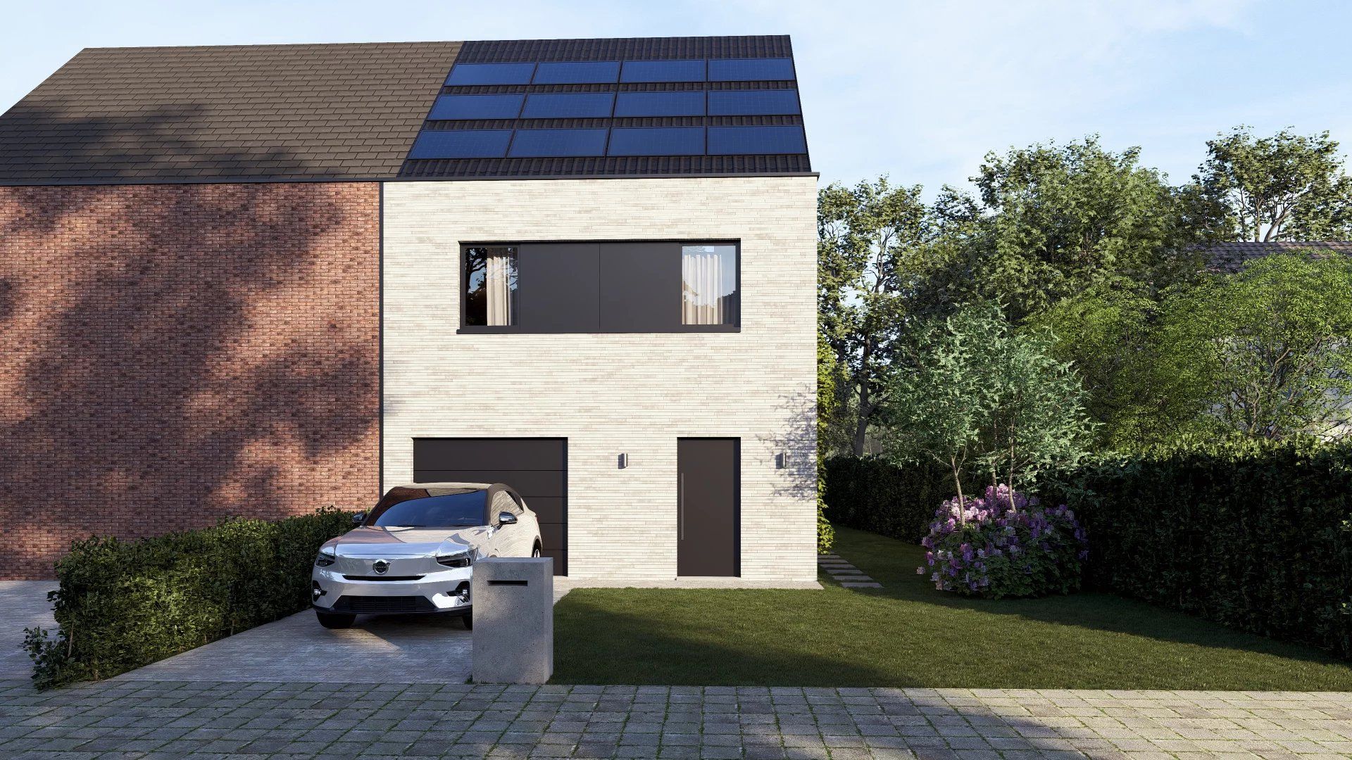 ENERGIEZUINIGE NIEUWBOUWWONING MET 3 SLPK'S EN INPANDIGE GARAGE  IN ZONHOVEN foto {{pictureIndex}}