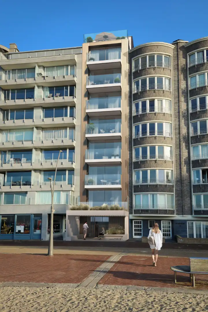 Kleinschalig nieuwbouwproject op de zeedijk van Oostduinkerke. foto {{pictureIndex}}