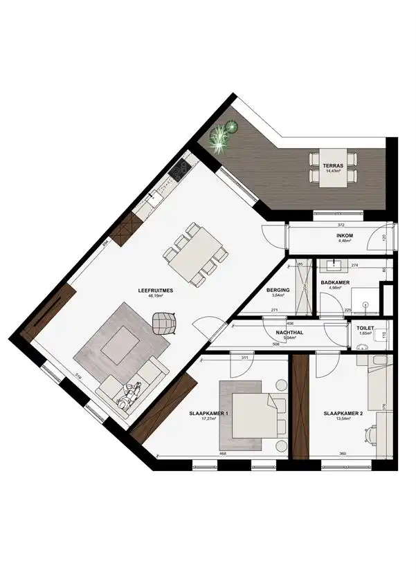 Riant hoekappartement met 2slk foto 4