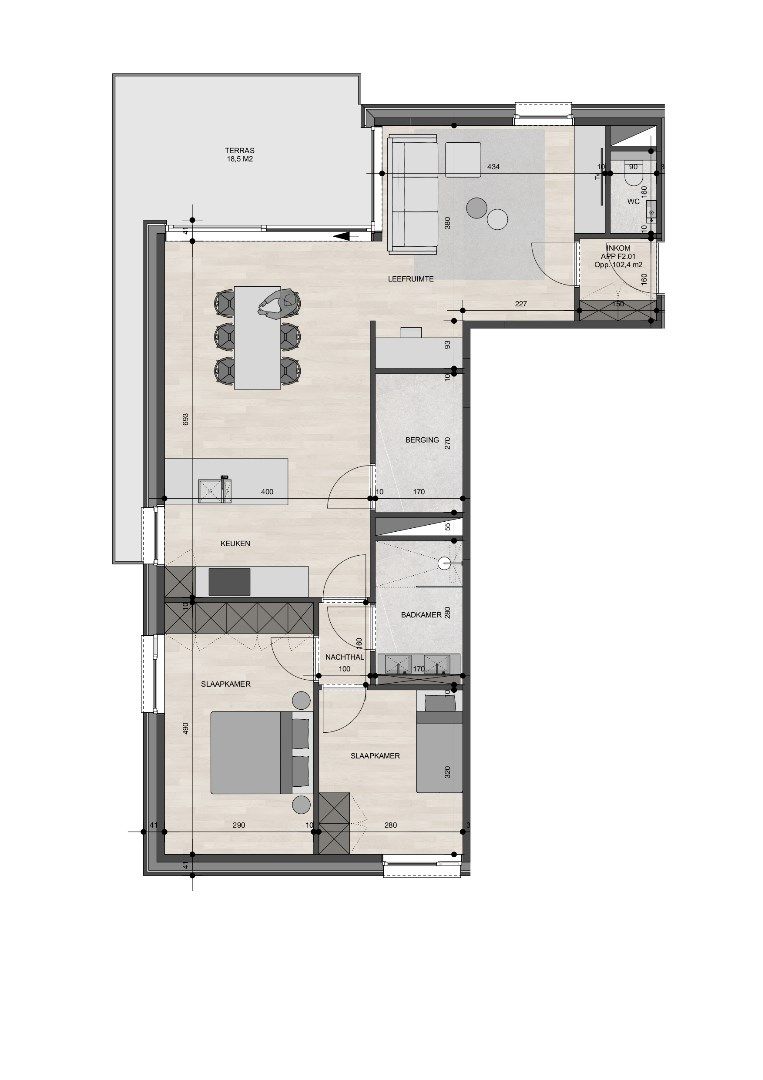 Appartement op de 2de verdieping van 102,40m² met twee slaapkamers foto 12