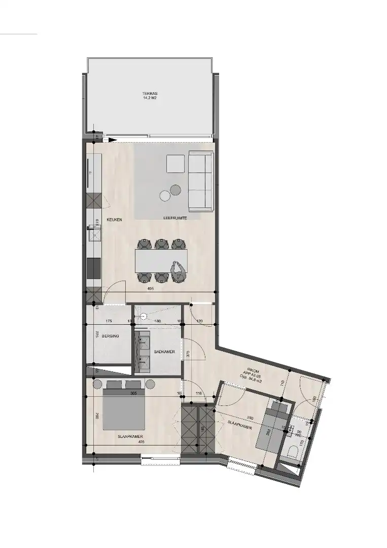 Appartement op de 3de verdieping van 84,80m² met twee slaapkamers foto 12