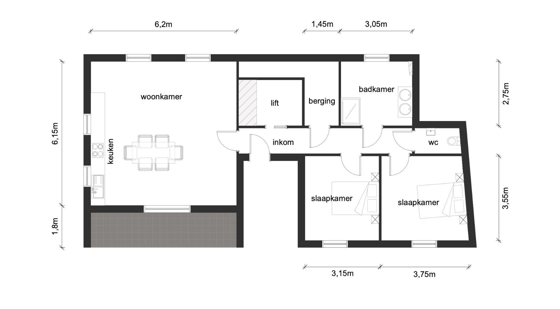 Ruim dak appartement met terras. foto 13