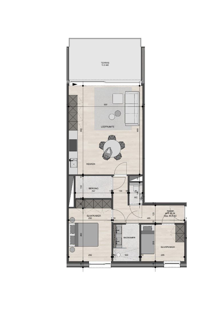 Appartement op de 2de verdieping van 80,50m² met twee slaapkamers foto 12