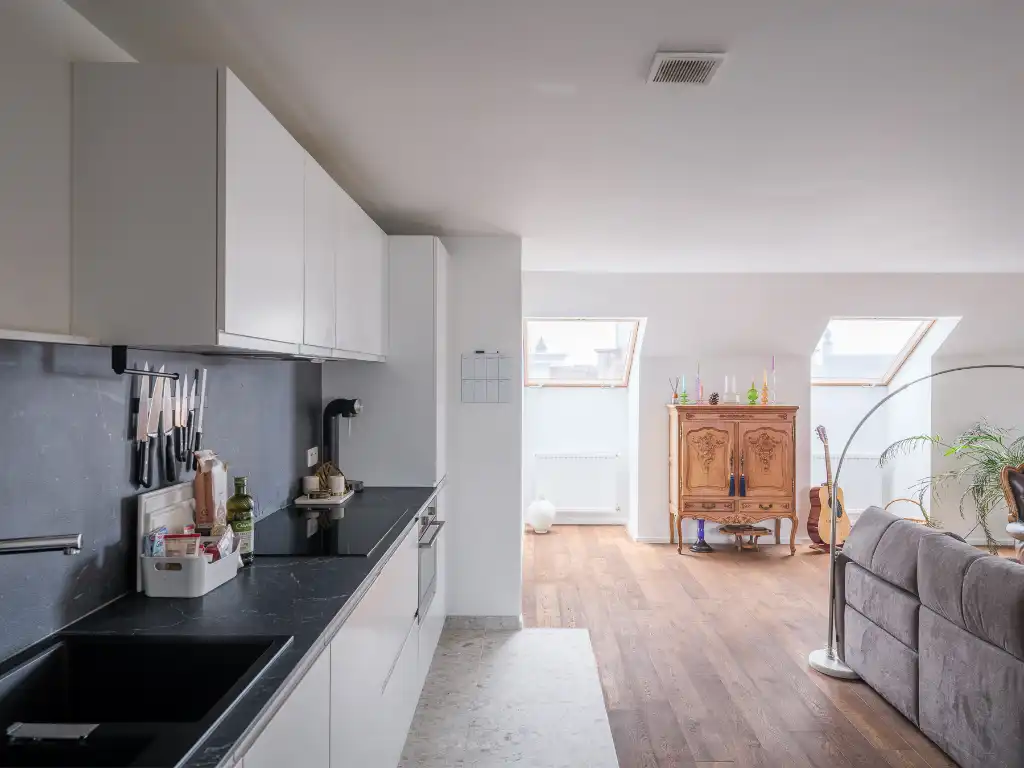 Stijlvol duplex appartement met 2 slaapkamers en terras, centraal gelegen in het bruisende centrum nabij alle belangrijkste straten en pleinen van Gent. foto 3