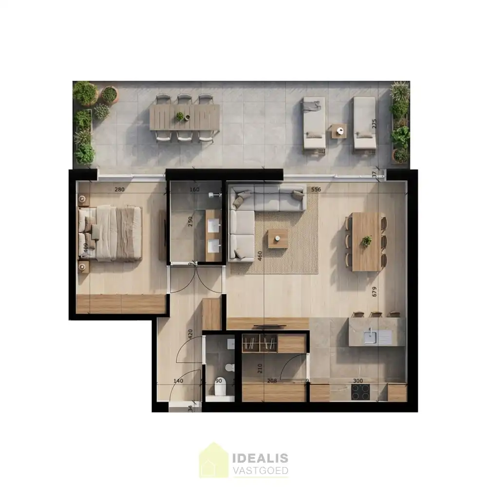 Krachtig breed appartement met 1 slaapkamer foto 17