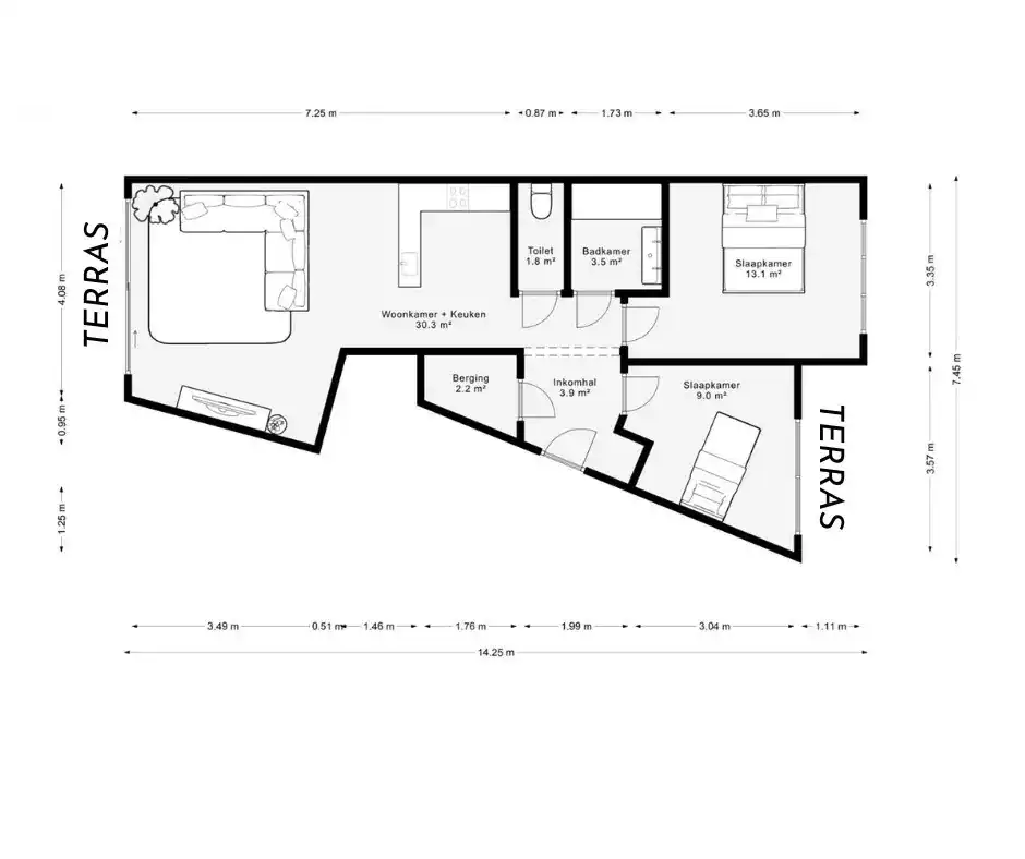 Instapklaar 2-slpk appartement met ruim terras en parkeerplaats foto 20