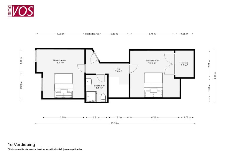 Duplex appartement gelegen op het 1 ste verdiep met 2 slaapkamers foto 13