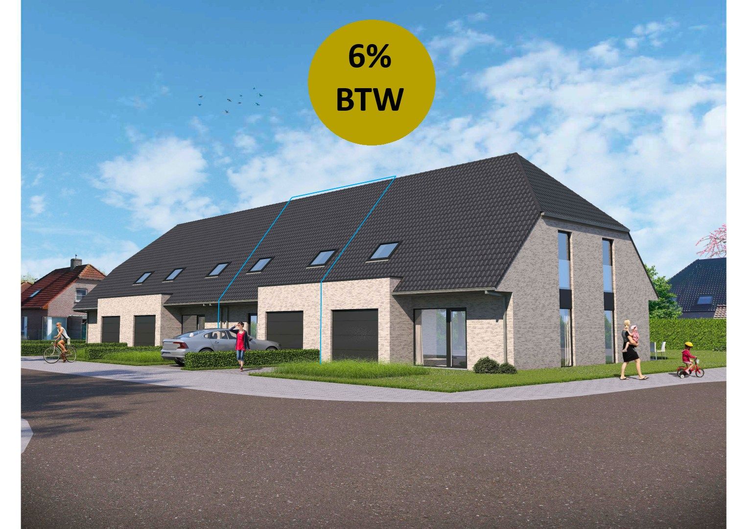 3-slpkr nieuwbouw tussenwoning vlakbij centrum Brugge (Lot 2) foto {{pictureIndex}}
