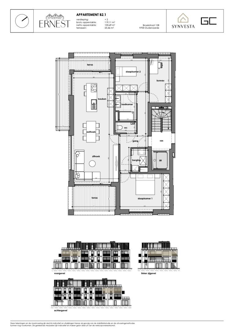 2-slaapkamersappartement met 2 terrassen in nieuwbouwproject Ernest foto 3