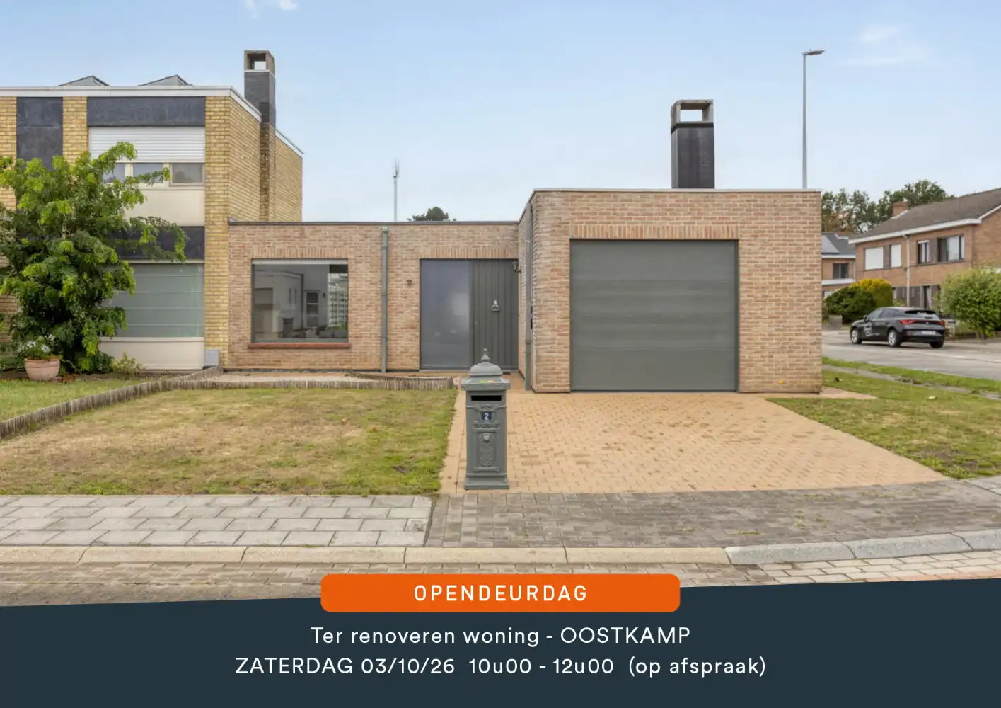 Hoofdfoto van de publicatie: Halfopen woning met 3 slaapkamers en inpandige garage in Oostkamp - Perfect voor wie rust en ruimte zoekt.