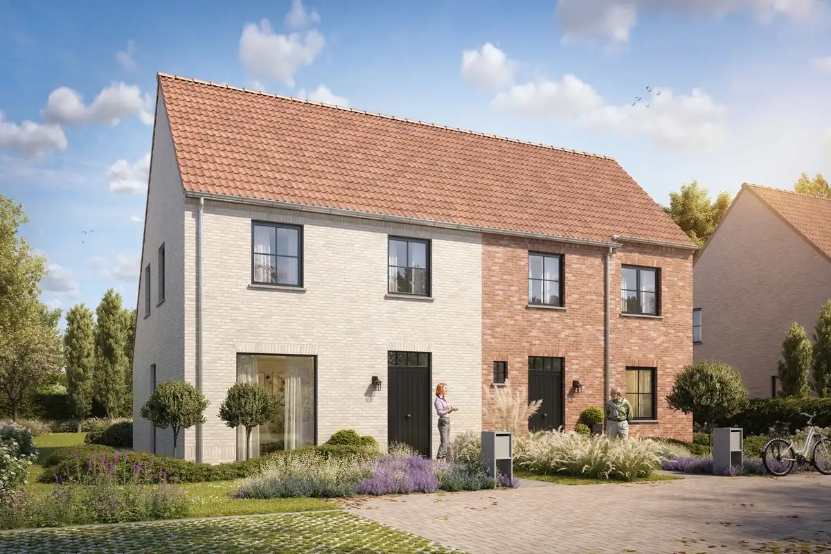 Hedendaagse en energiezuinige halfopen bebouwingen in Meulebeke foto {{pictureIndex}}