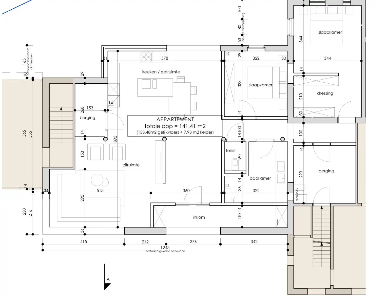 Uniek en ruim (ca 134m²) gelijkvloers appartement met 2 slaapkamers, terras en tuin en autostaanplaats. foto 21