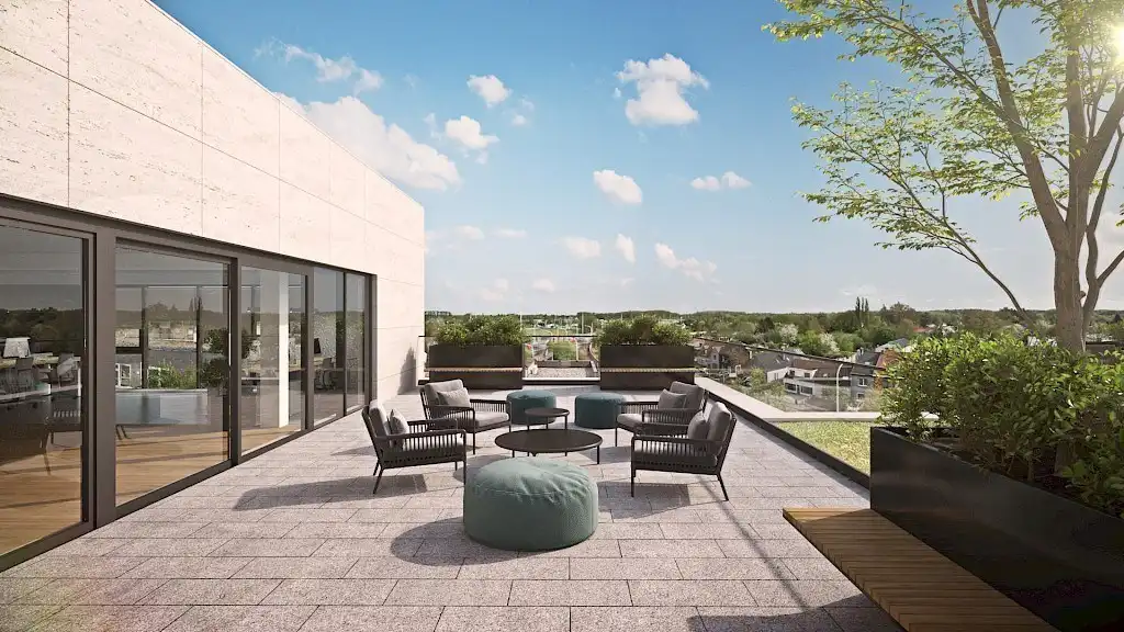 High-end kantoren met terras te huur in duurzaam renovatieproject The Curve aan E40 in Drongen foto 5