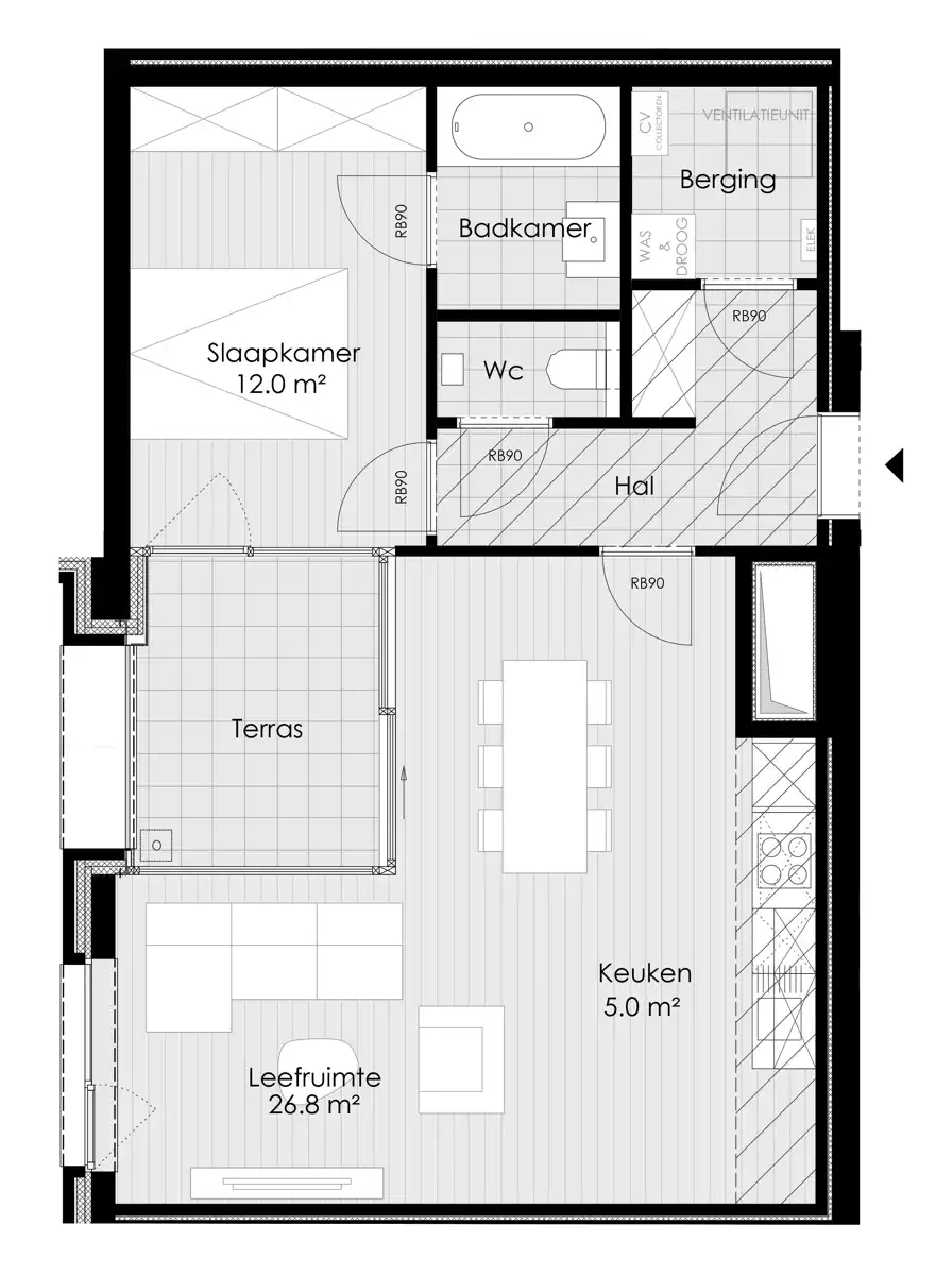 Prachtig 1-kamer appartement met TERRAS foto 9
