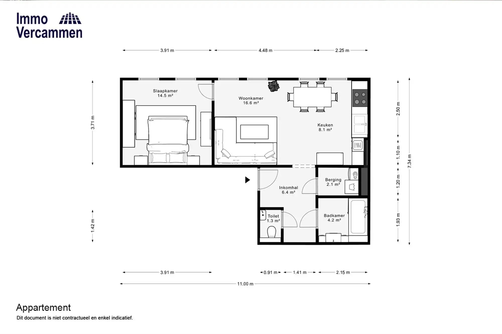Gelijkvloersappartement met 1 SLPK en garagebox te Putte foto 11