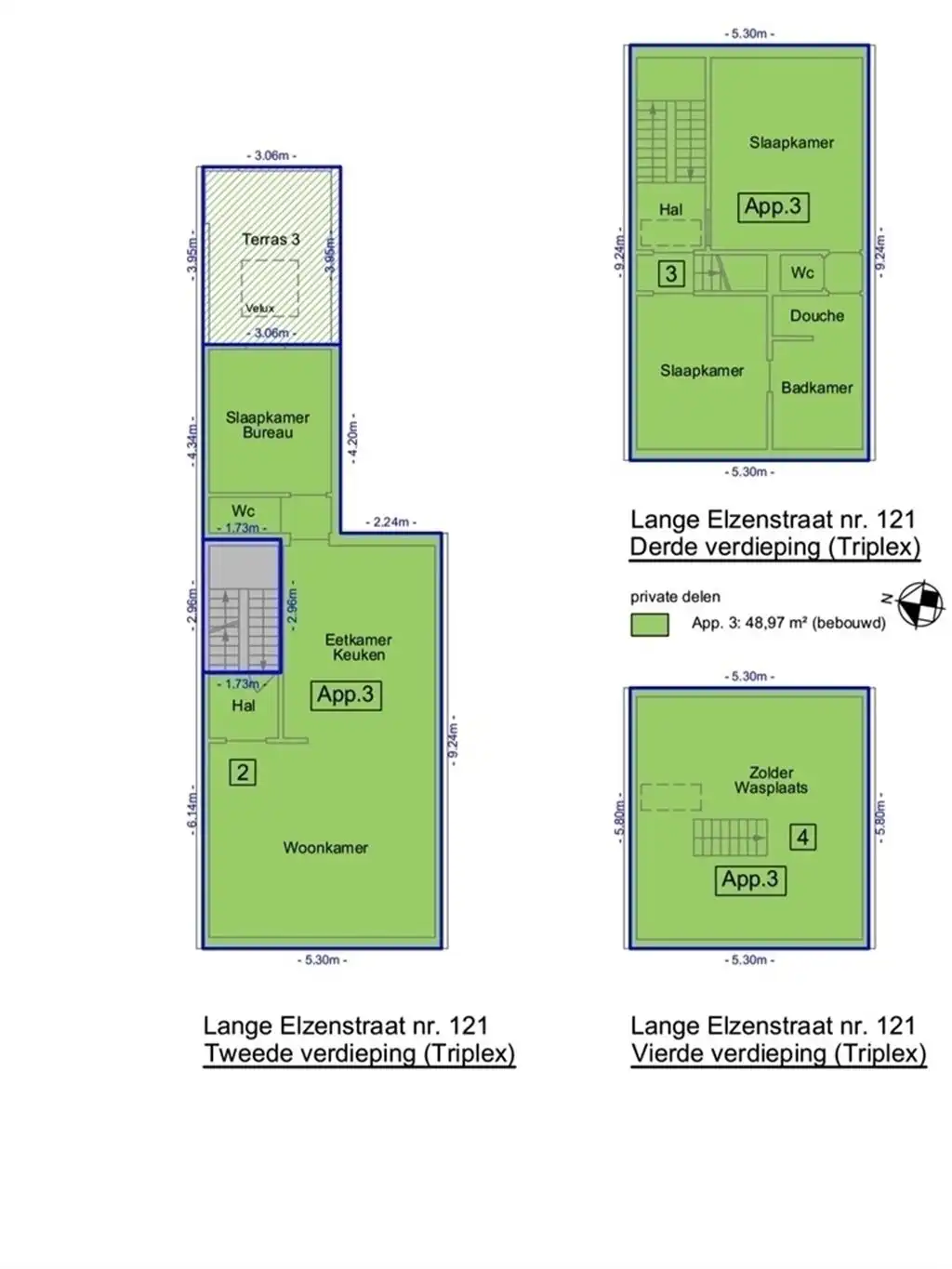 Triplex appartement met inpandig terras foto 19