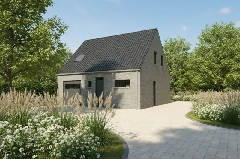 Nieuw te bouwen halfopen woning te Poperinge. foto {{pictureIndex}}