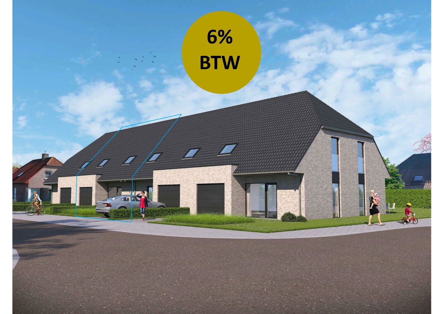 3-slpkr nieuwbouw tussenwoning vlakbij centrum Brugge (Lot 3) foto {{pictureIndex}}