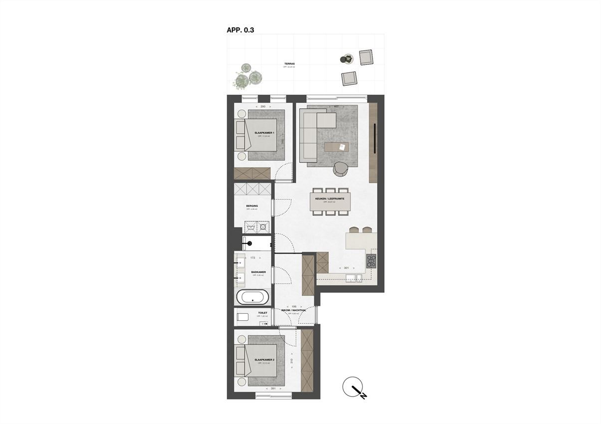 Optimaal ingedeeld 2slk appartement met tuin en zuidwest terras foto 2