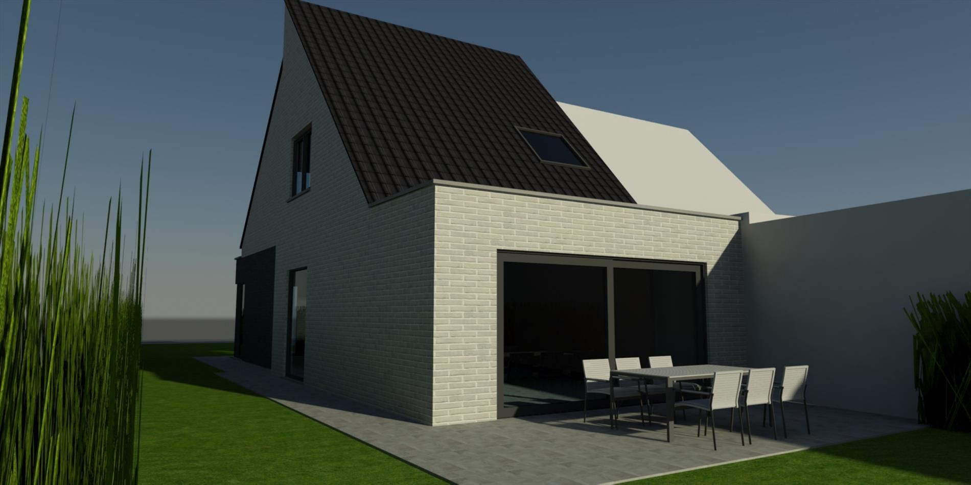 Nieuwbouwwoning (halfopen) op 498 m² te Handzame. foto 2
