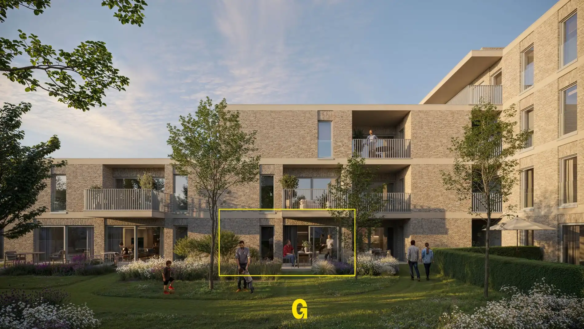 Nieuwbouwappartement op het gelijkvloers met 2 slaapkamers en terras uitgevend op de tuin, in res. de Boomgaard vlakbij het centrum van Hoeselt foto {{pictureIndex}}