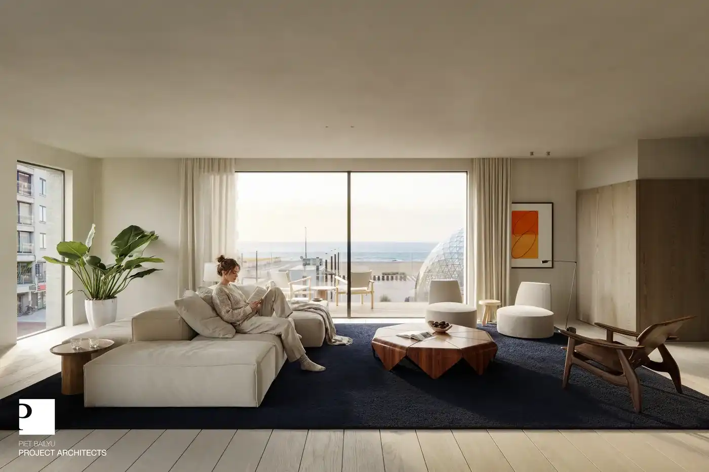 Hoekappartement met zonnige terrassen en zicht op het Albertplein én de zee foto {{pictureIndex}}