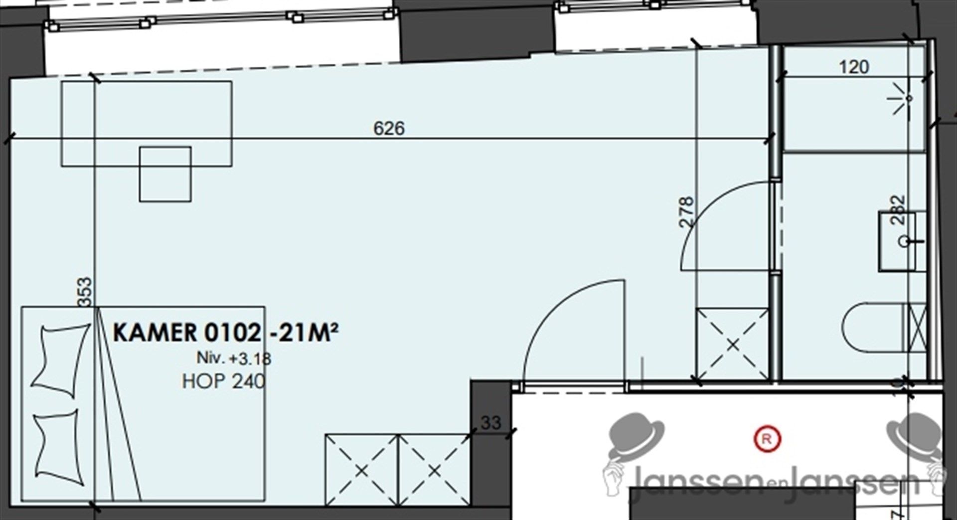 Opbrengsteigendom met 6 luxe studentenkamers, studio en appartement van 75m² foto 10