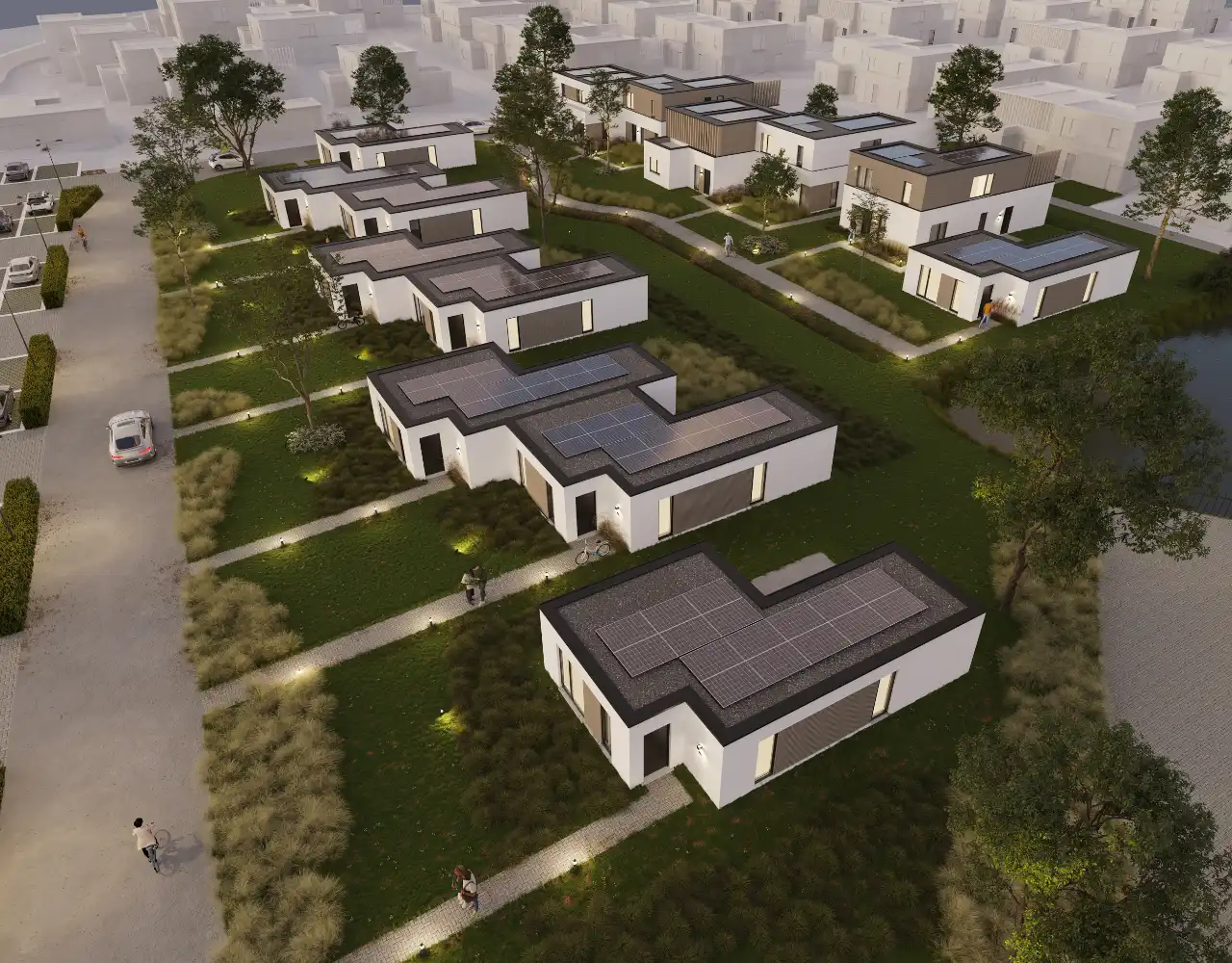 Nieuwbouwproject met vakantiewoningen en appartementen in een groene omgeving. foto 3