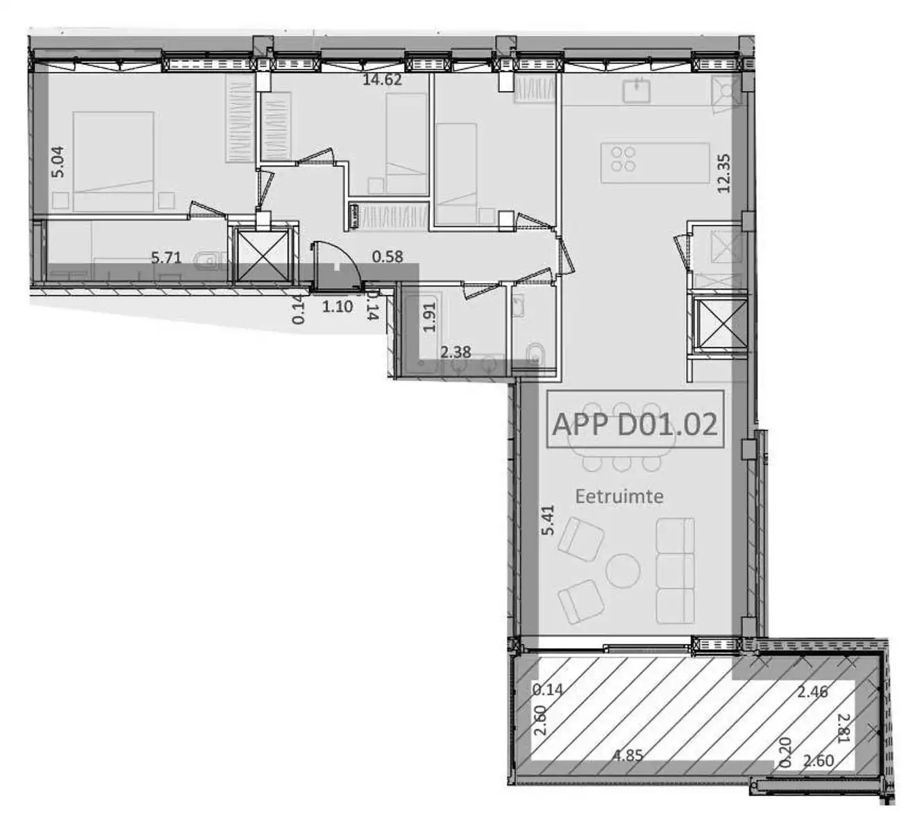 Prachtig gemeubeld 3 kamer appartement met mooi terras foto 18