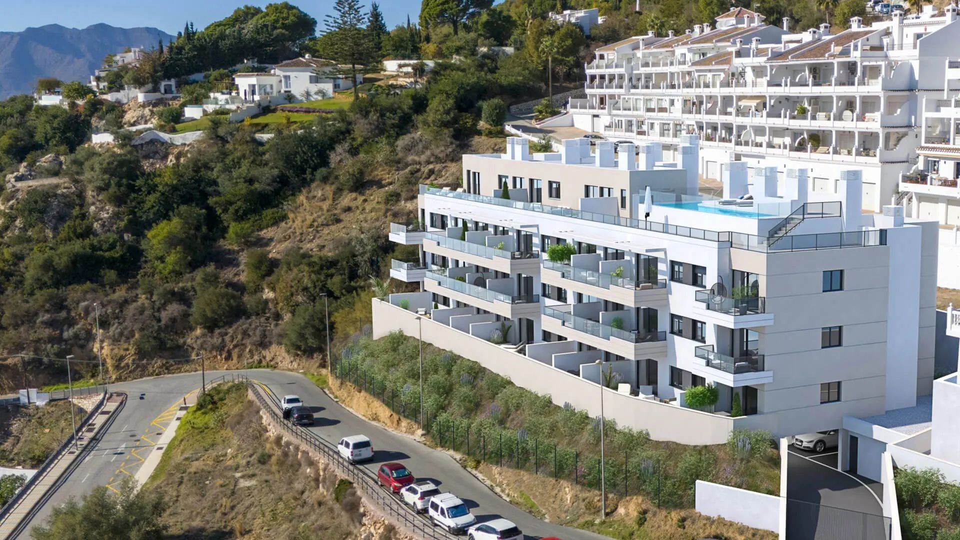prachtige nieuwe appartementen in het pittoreske dorp Mijas, met spectaculair dakzwembad foto {{pictureIndex}}
