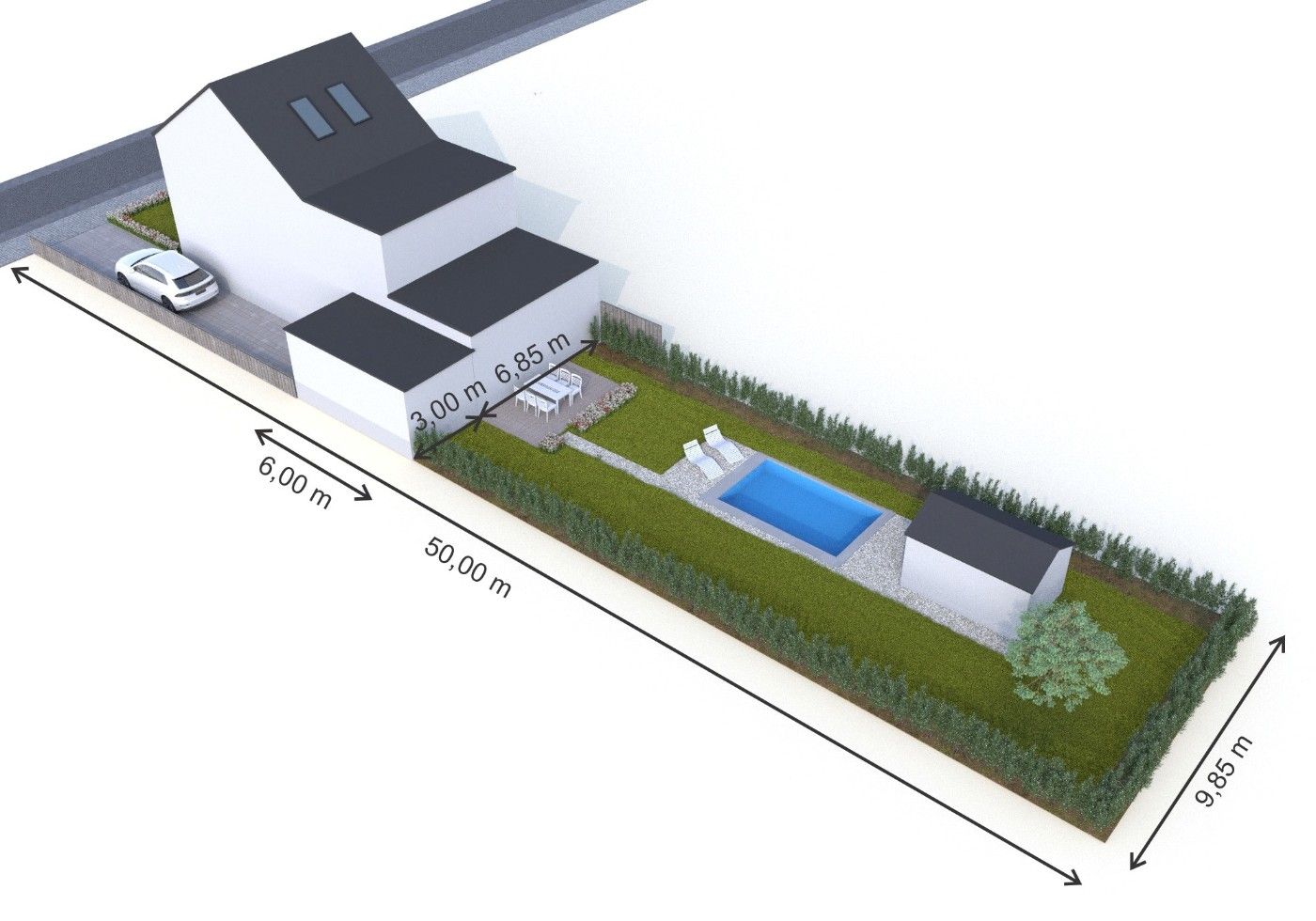 Mooi gelegen bouwgrond van 493m² voor HOB met garage en tuin foto 11