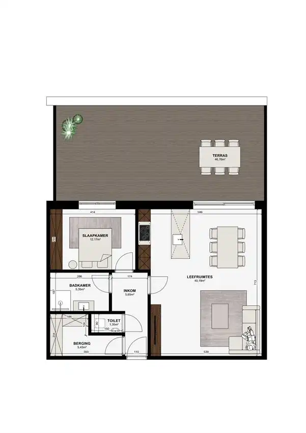 Terras of extra buitenkamer van 46m²  foto 3