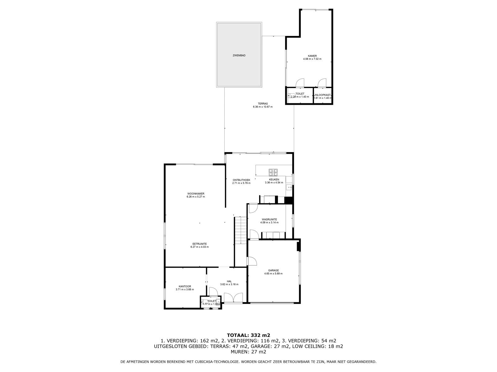 Villa met 5 (6) slks - 2 bdks - zwembad - 370m² bwb opp foto 17