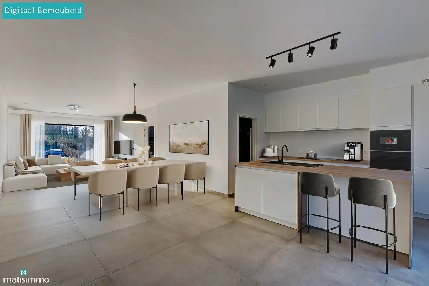 VOLLEDIG AFGEWERKTE EN GESCHILDERDE NIEUWBOUWWONING (EPB E10) MET 3 SLAAPKAMERS, OVERDEKT TERRAS, 2 GARAGES, KELDER EN AANGELEGDE TUIN IN WERM foto 6