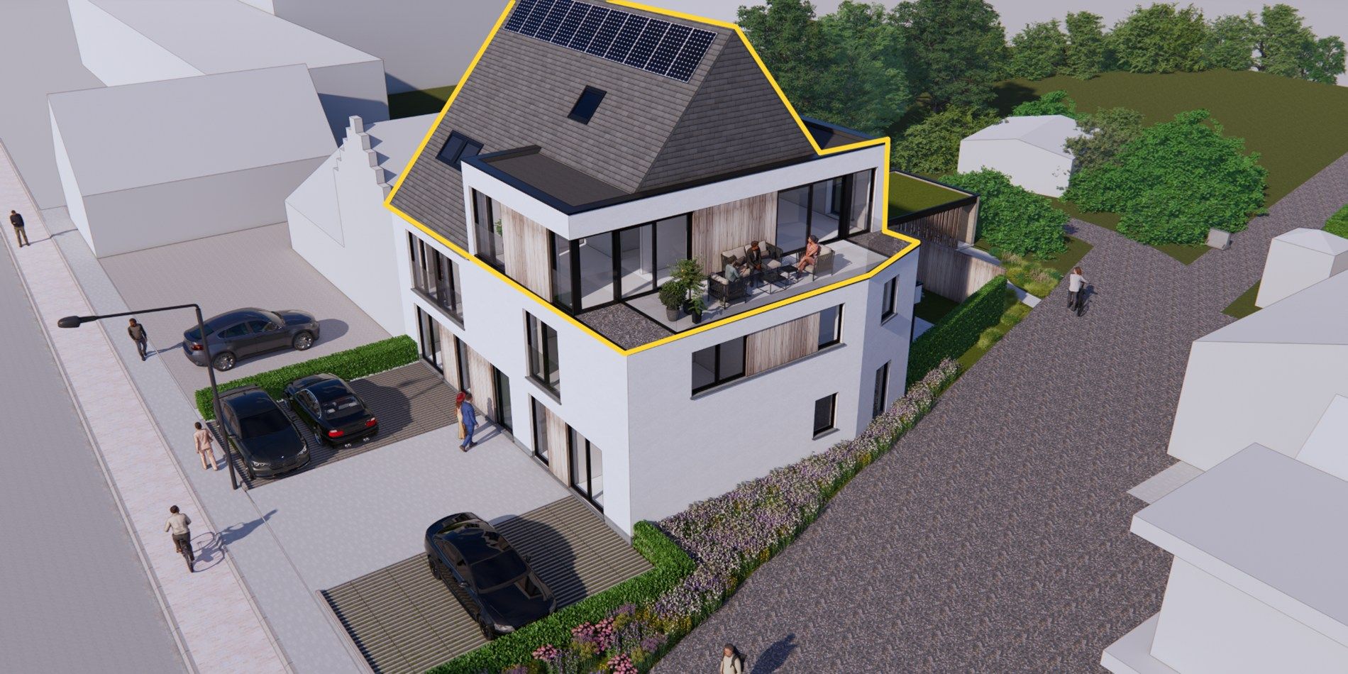 Modern en ruim appartement met 2 slaapkamers, zolderruimte en groot terras. foto {{pictureIndex}}