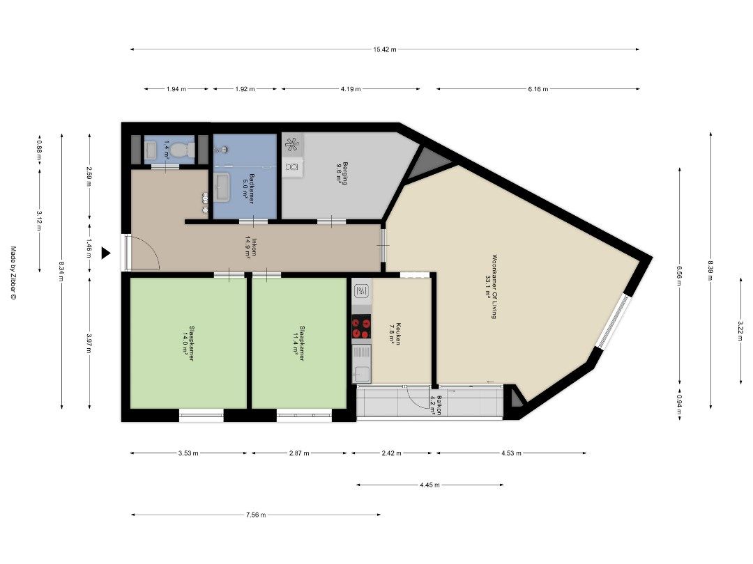 Appartement met 2 slaapkamers, kelder en garage foto 21