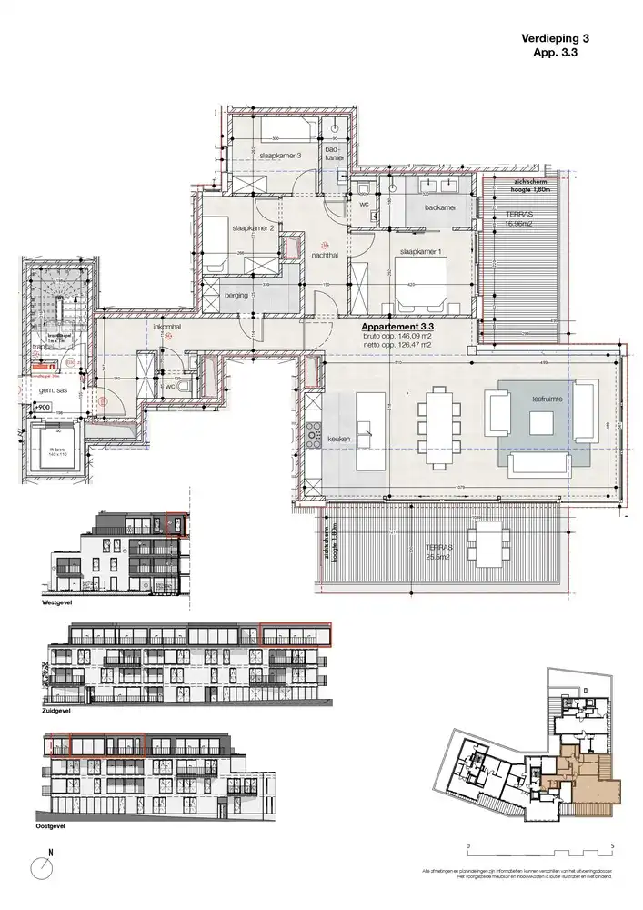 Exclusief casco penthouse van 146 m² met 3 slaapkamers in Residentie Sint Amandus foto 5