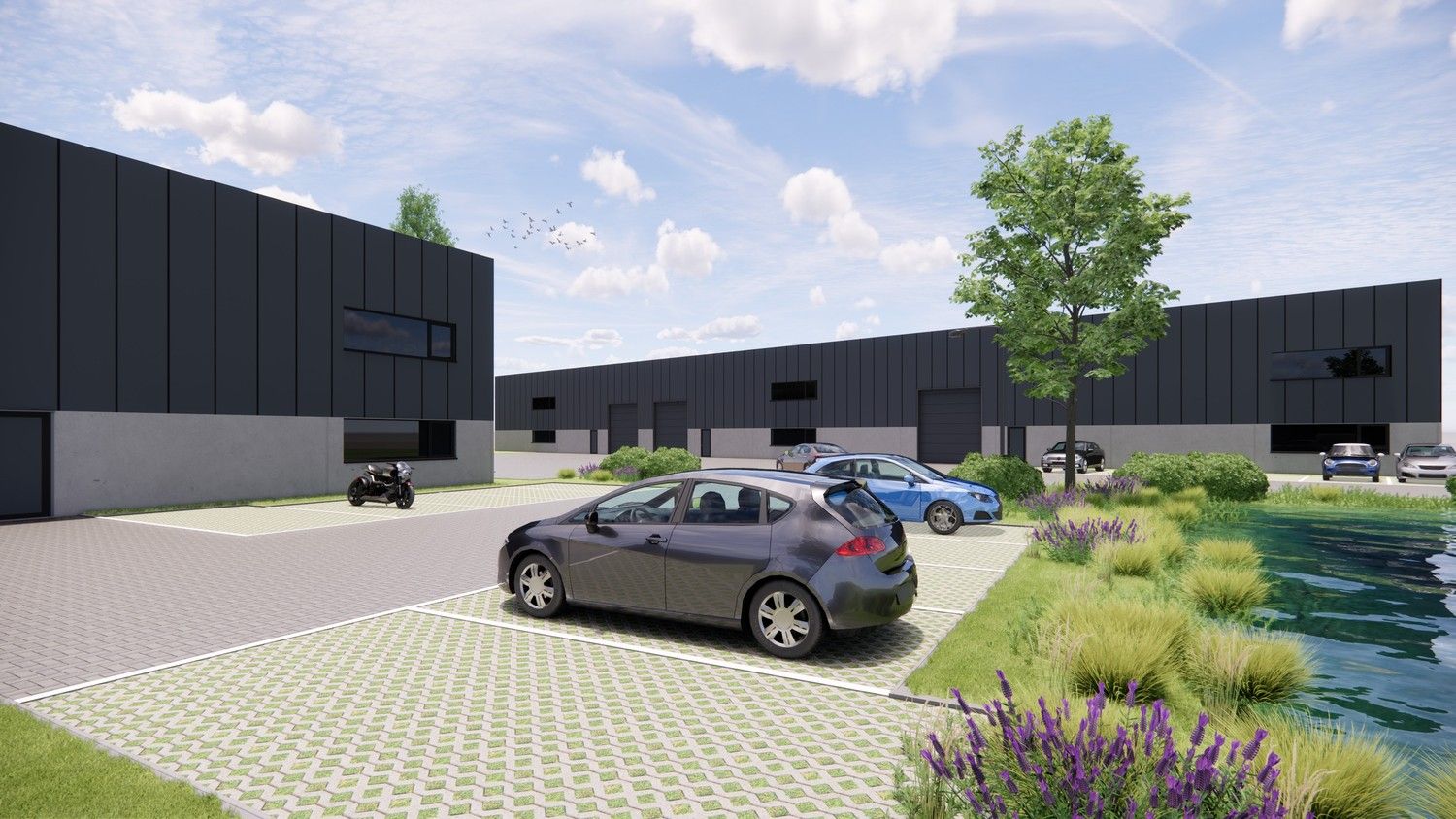 Nieuwbouw KMO-unit van 508 m² en 5 parkeerplaatsen op een strategische ligging in de Gentse haven foto {{pictureIndex}}